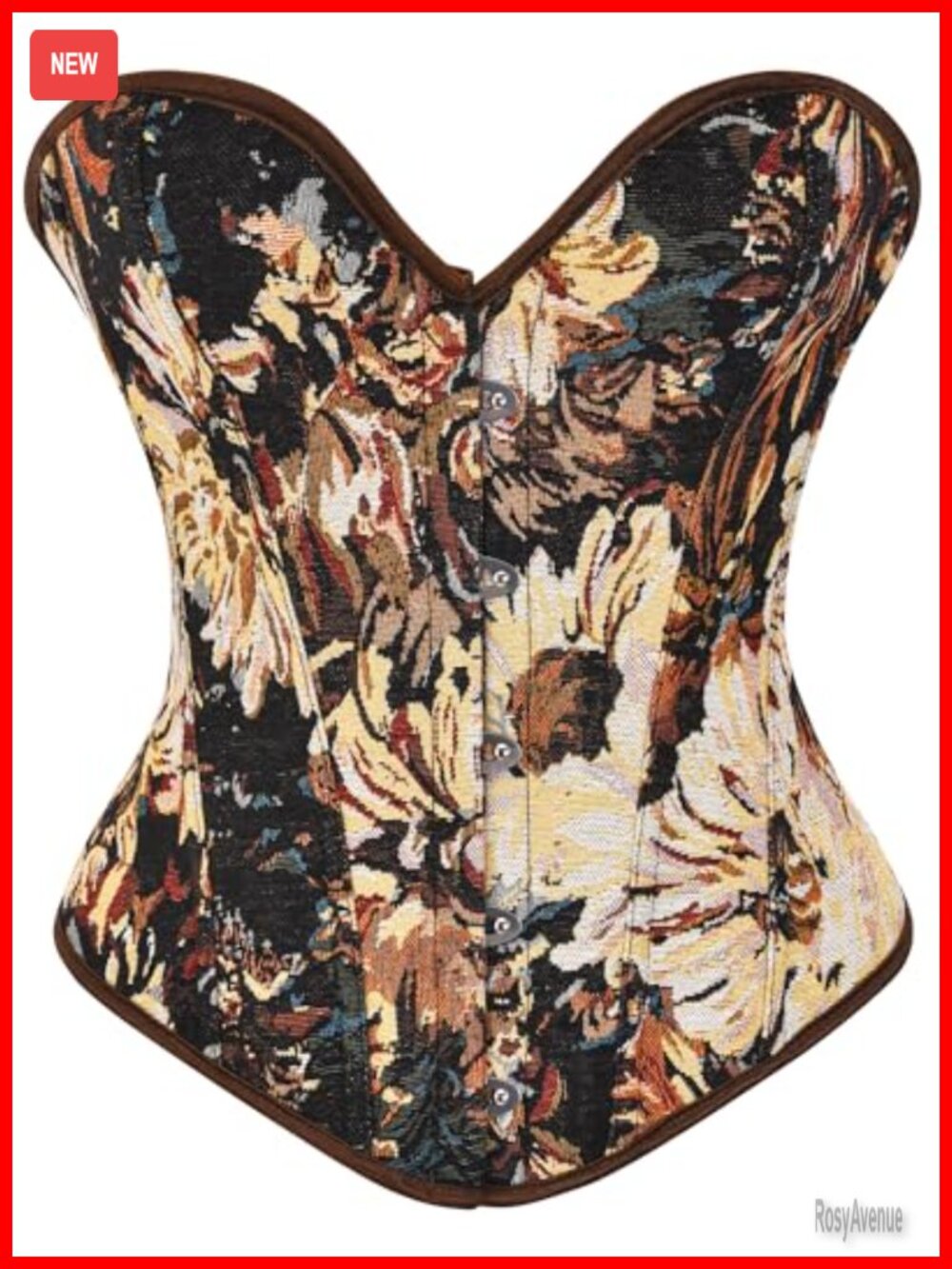 Floral Lace Up Bustier Corset Sweetheart Neckline Vintage Top